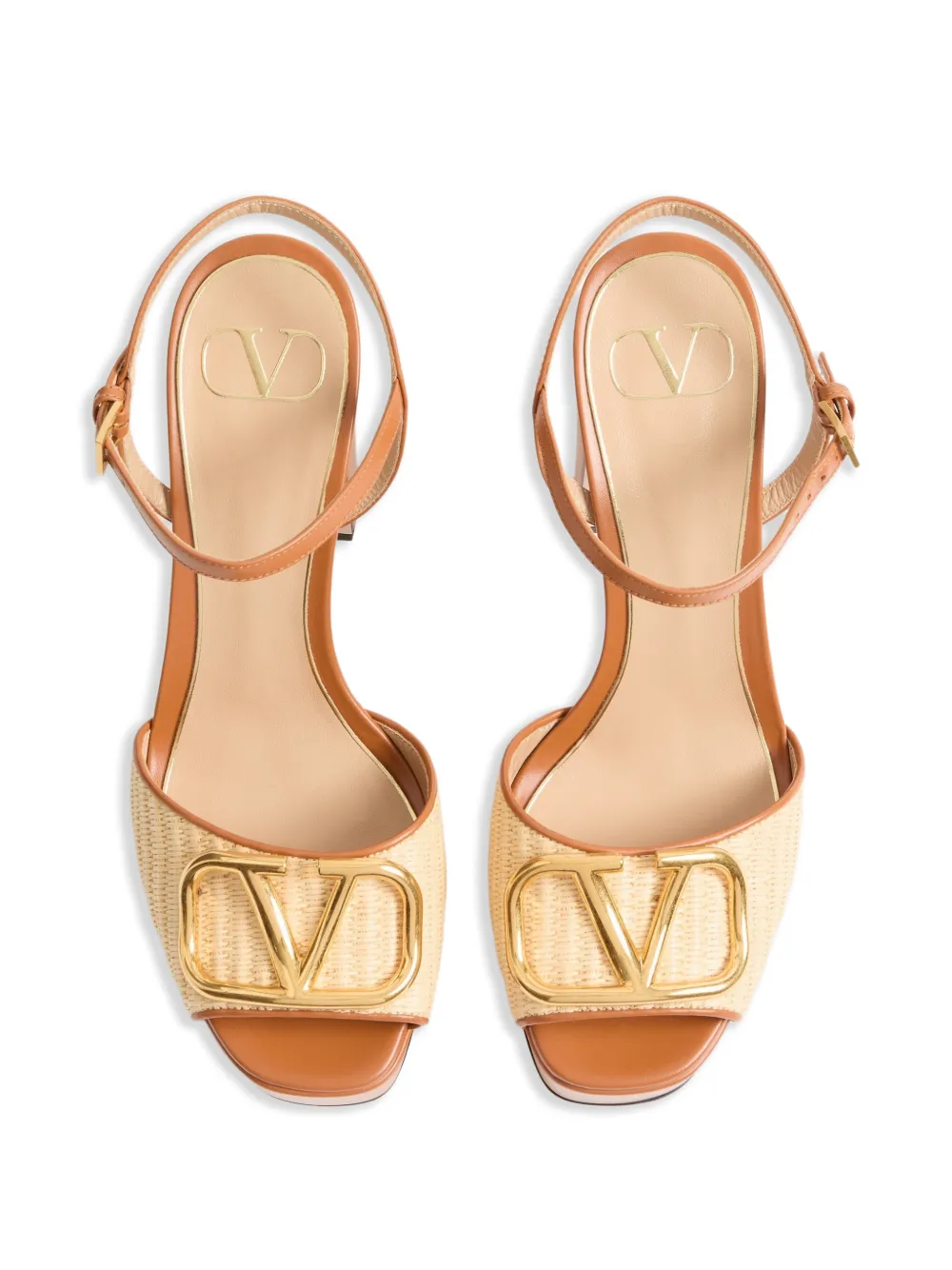 Valentino Garavani VLogo sandalen met plateauzool Bruin