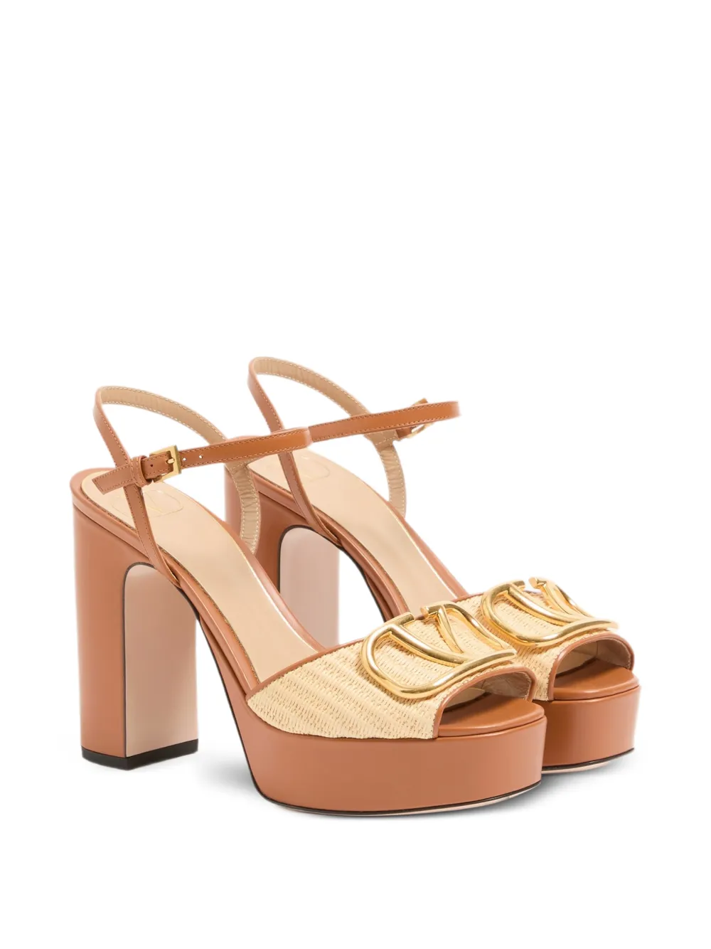 Valentino Garavani VLogo sandalen met plateauzool Bruin
