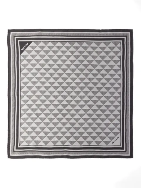 Prada Symbole geometric-motif-printed silk scarf