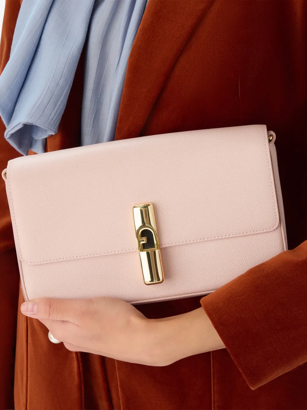 Furla Iride leren crossbodytas Roze