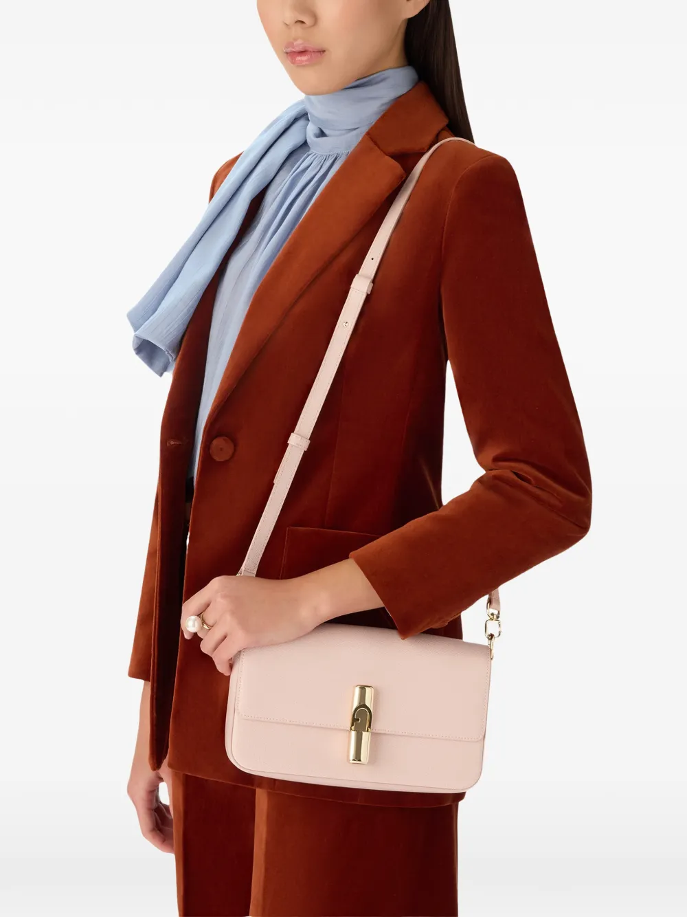 Furla Iride leren crossbodytas Roze