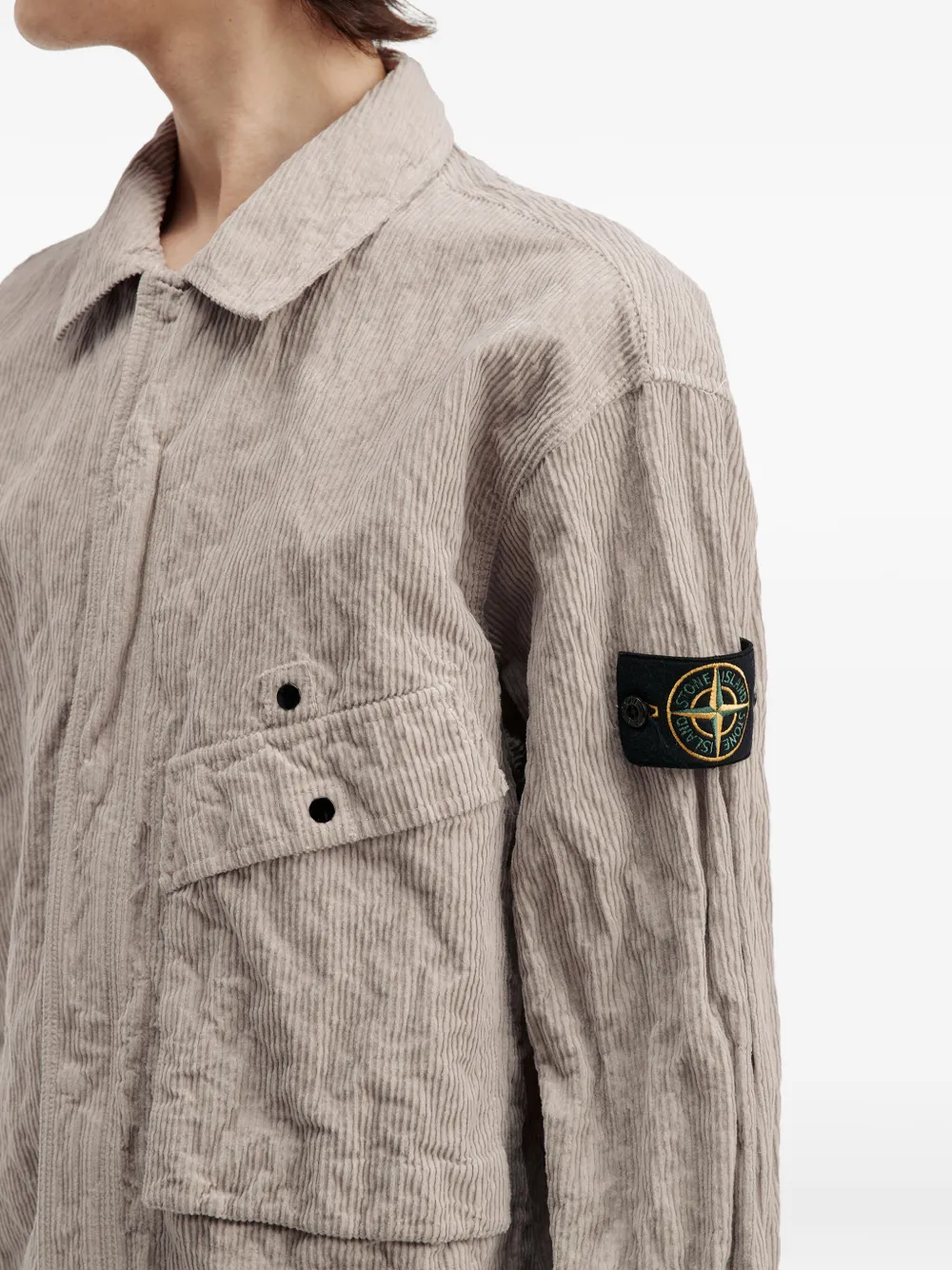 Stone Island Jack met textuur en zak Beige