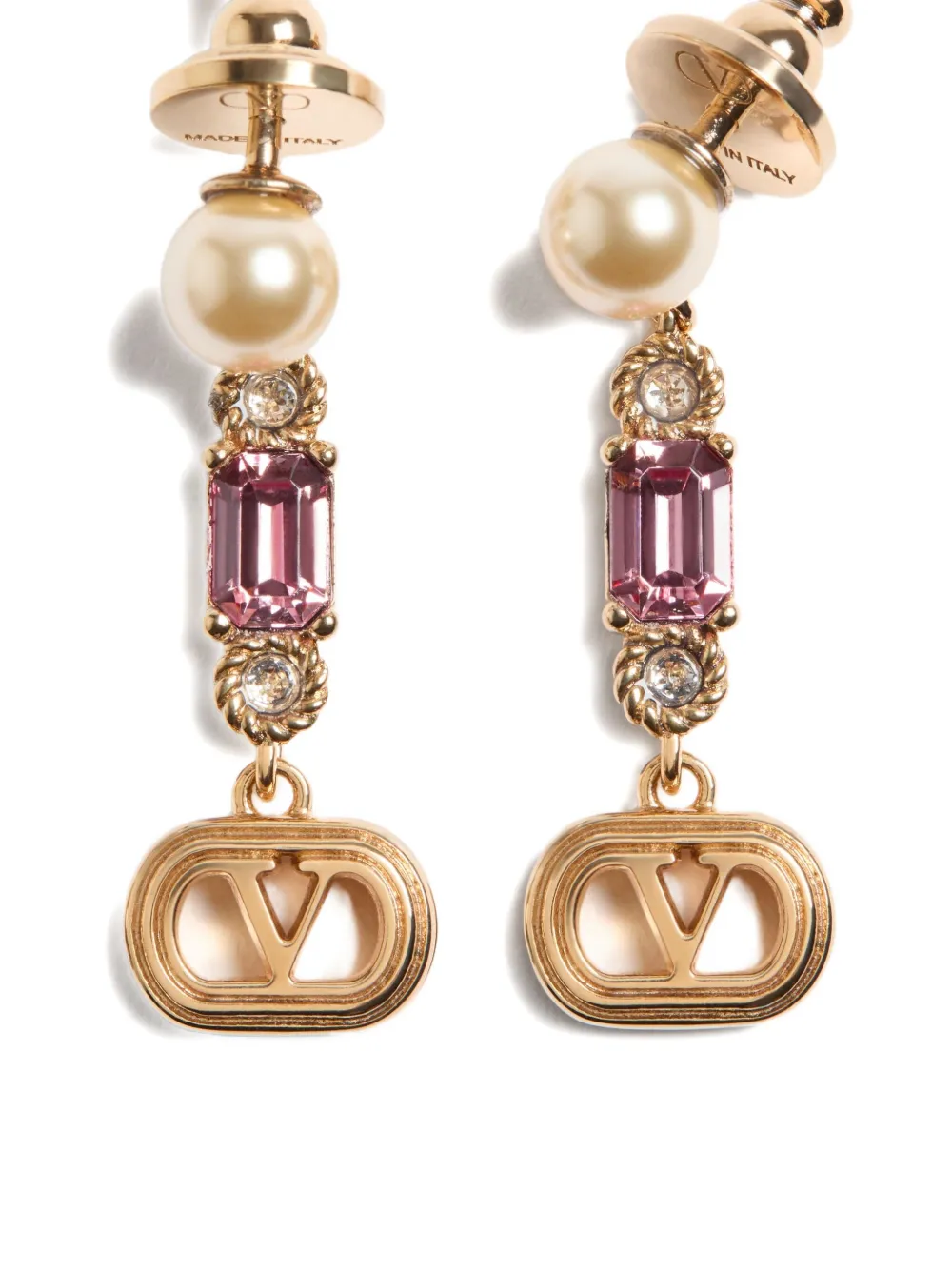 Valentino Ovalette Crystal-embellished Earrings In Multi