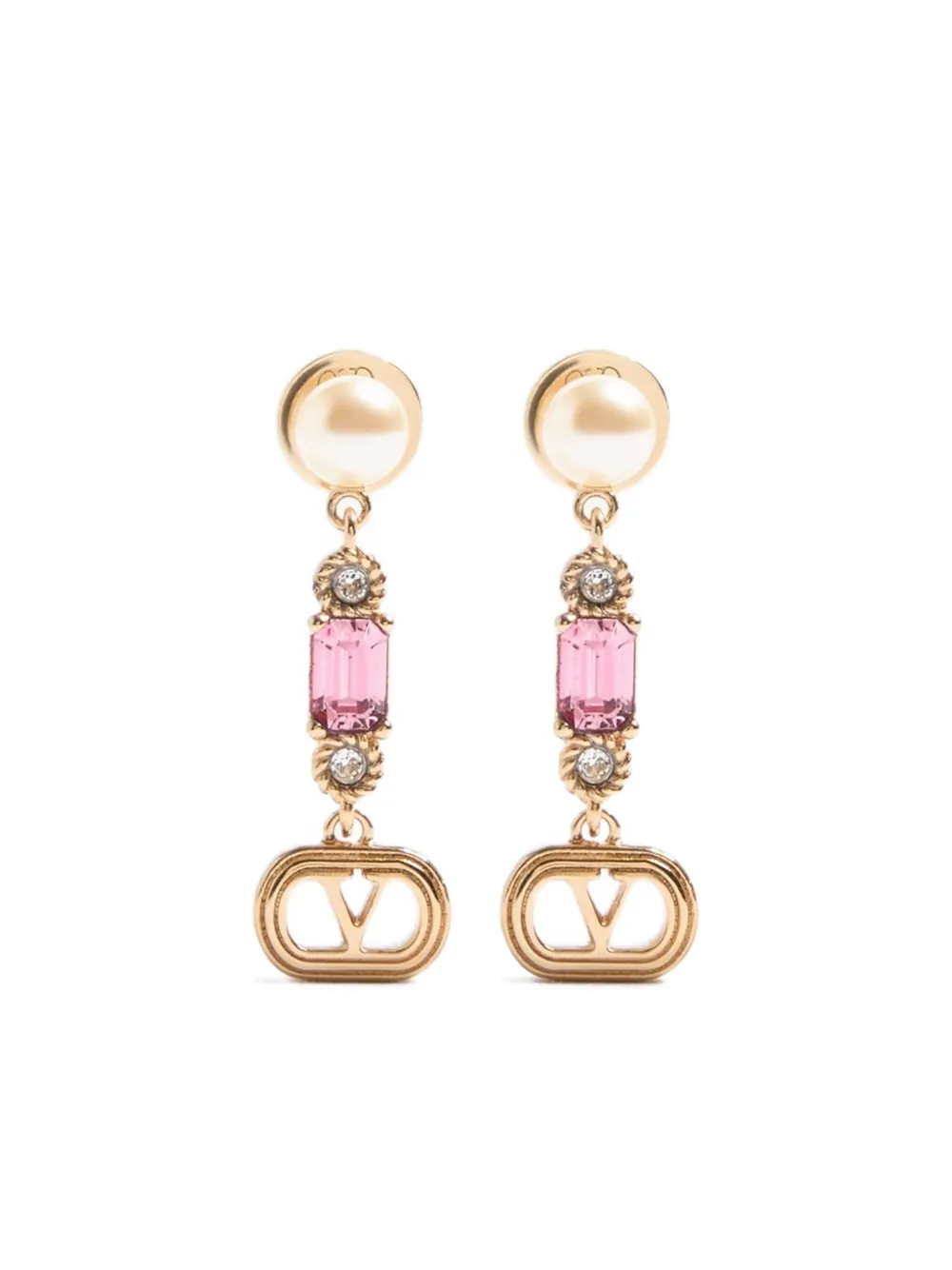 Valentino Garavani Ovalette crystal-embellished earrings - ゴールドトーン Valentino Garavani Ovalette crystal-embellished earrings - ゴールドトーン