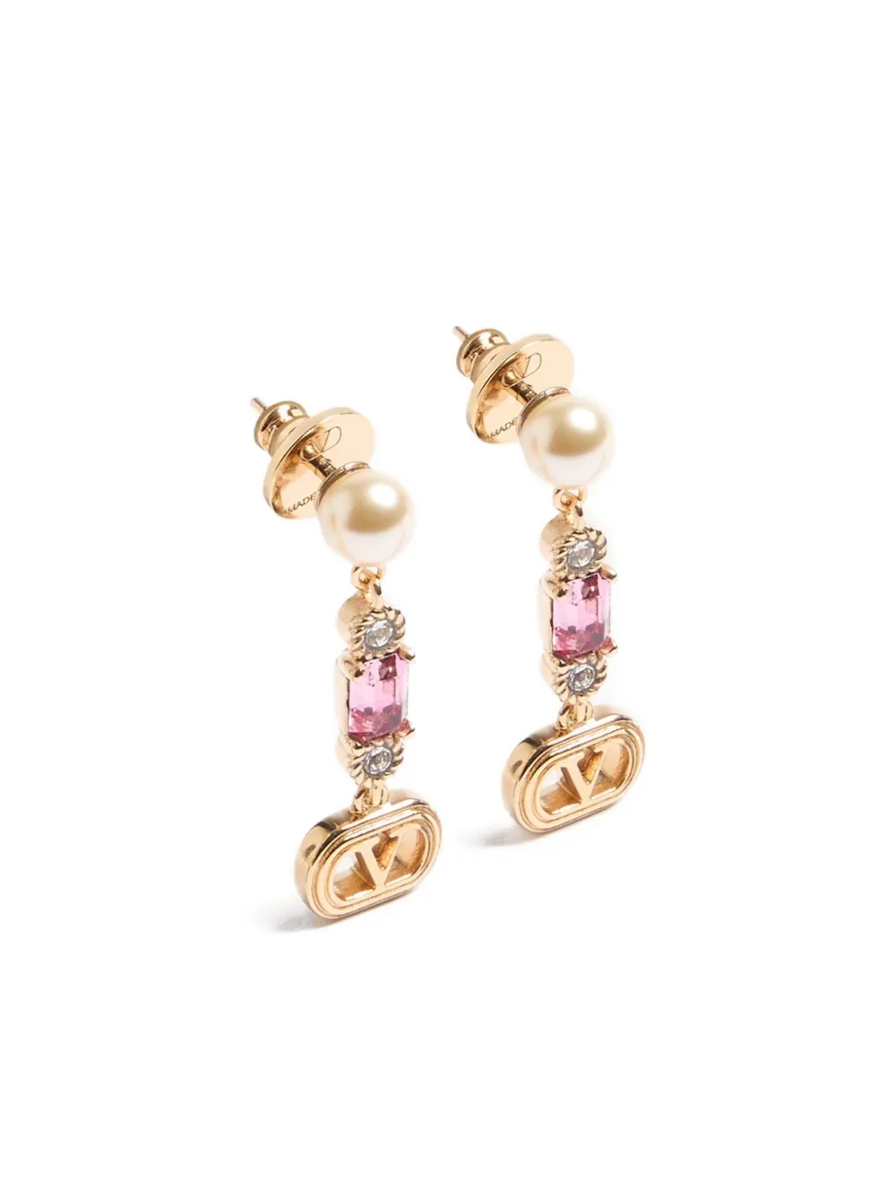 Valentino Ovalette Crystal-embellished Earrings In Multi