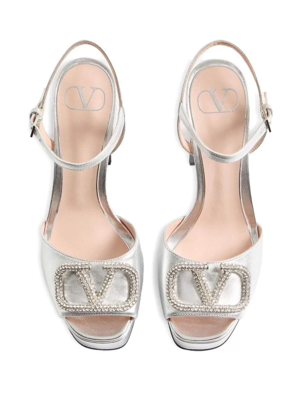 Valentino Garavani 115 mm VLogo Signature sandalen met plateauzool Zilver