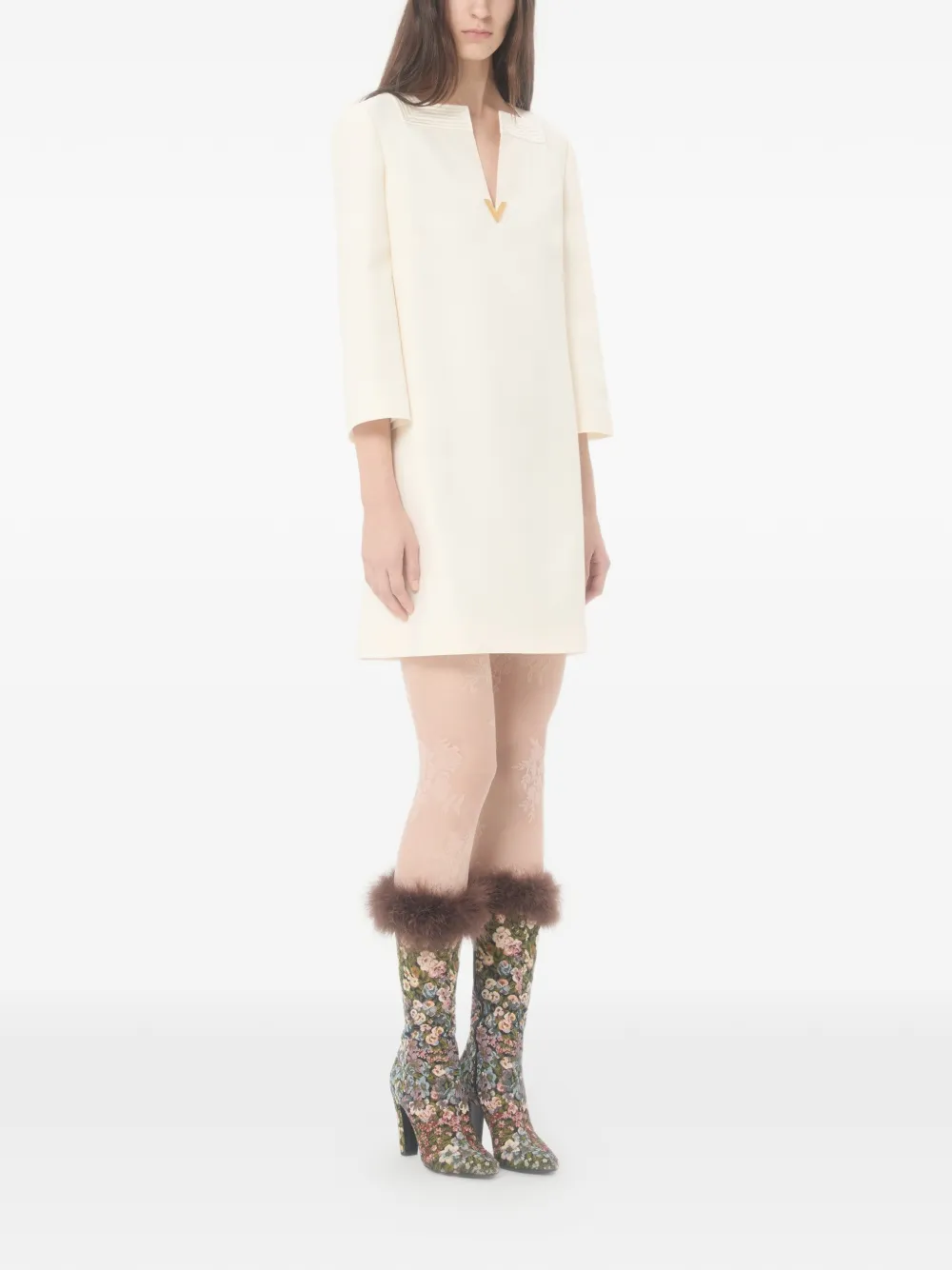 Valentino Garavani Mini-jurk met Vlogo-detail Beige