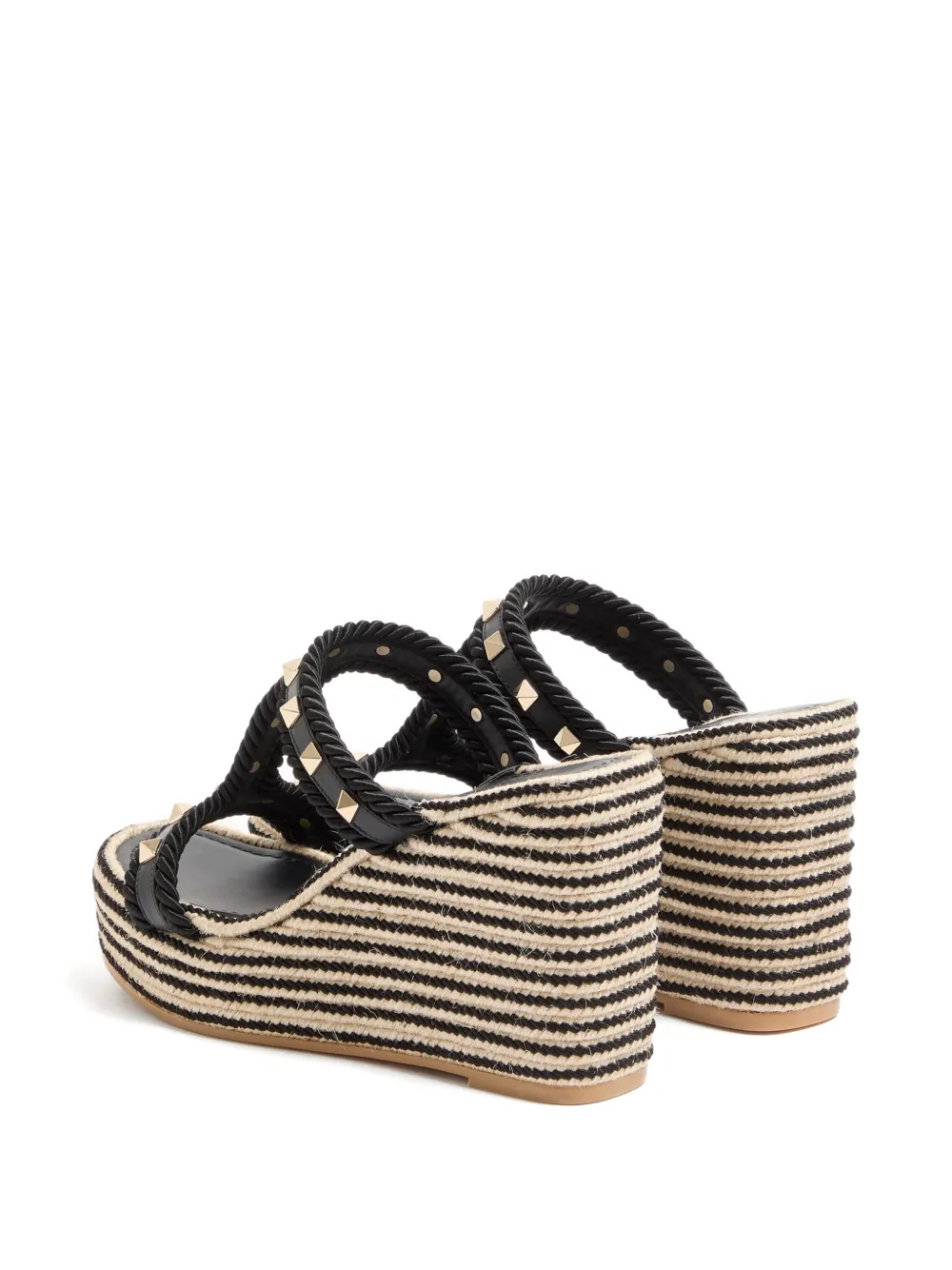 Valentino Garavani Rope espadrilles met sleehak en studs Zwart