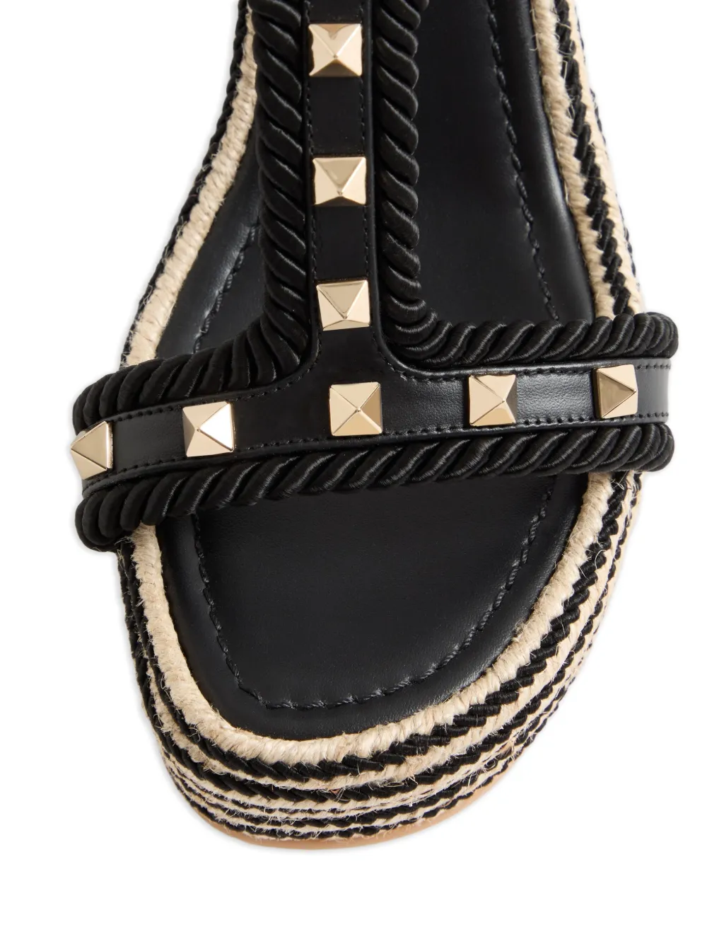 Valentino Garavani Rope espadrilles met sleehak en studs Zwart