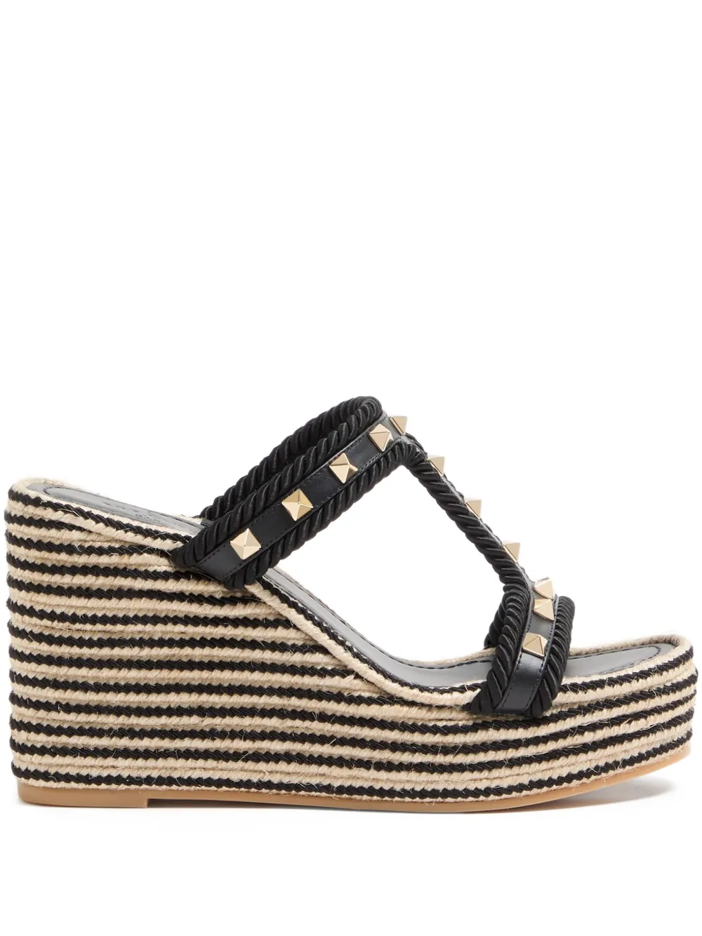 Valentino Garavani Rope espadrilles met sleehak en studs Zwart