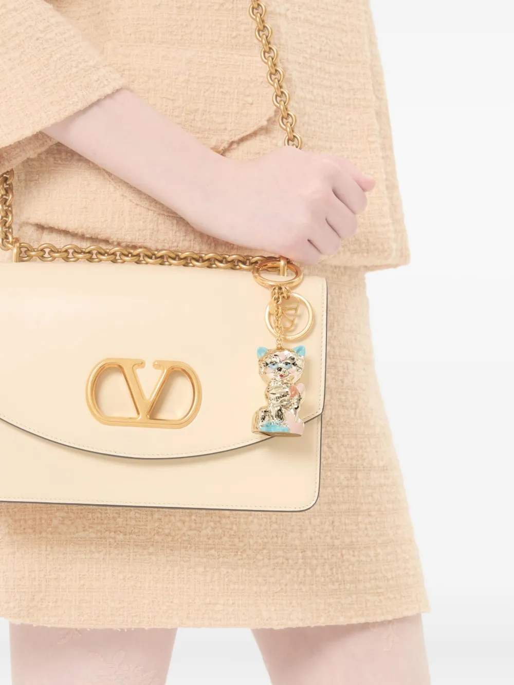 Valentino Le Chat De La Maison Keyring In Gold