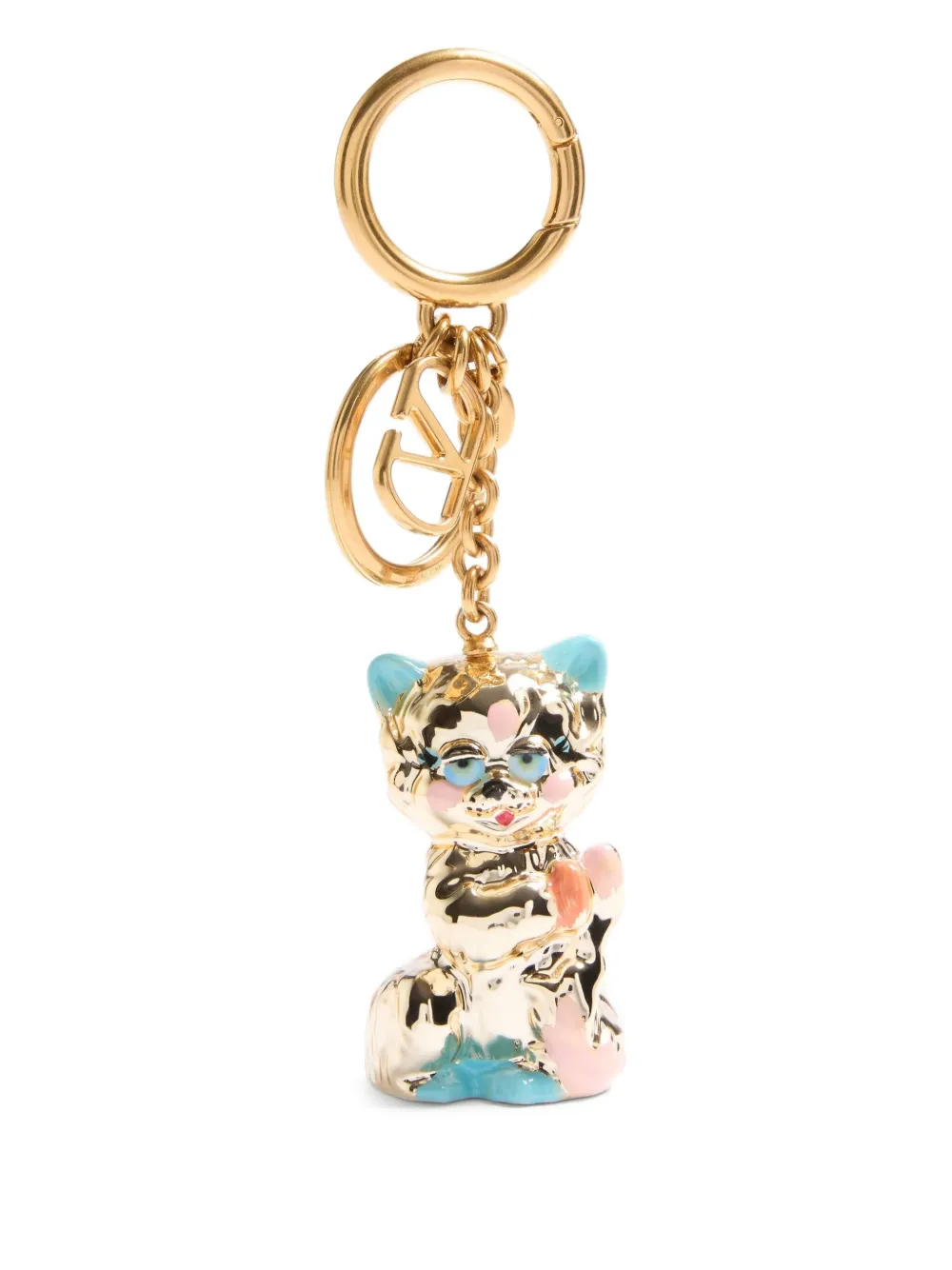 Valentino Le Chat De La Maison Keyring In Gold