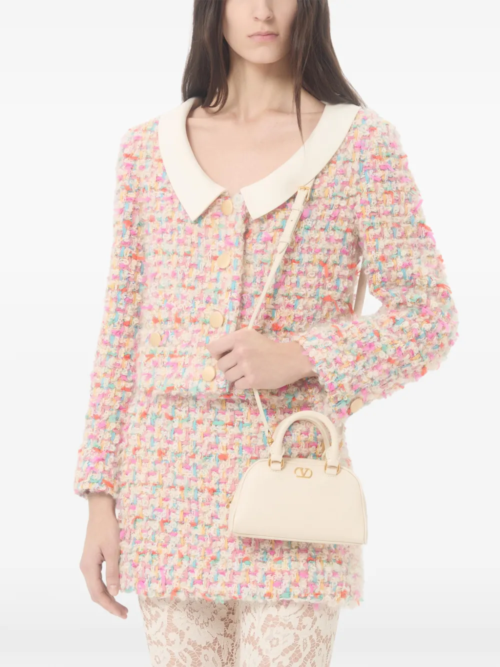 Valentino Garavani Bowling mini-shopper met logo Beige