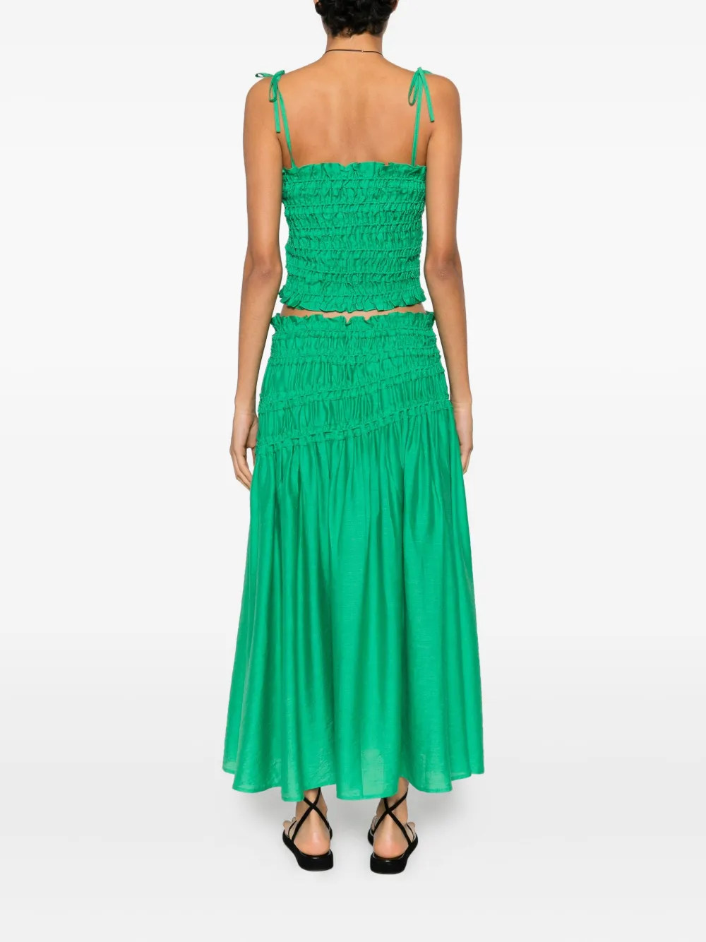 Tory Burch Smocked Viscose Skirt In Green