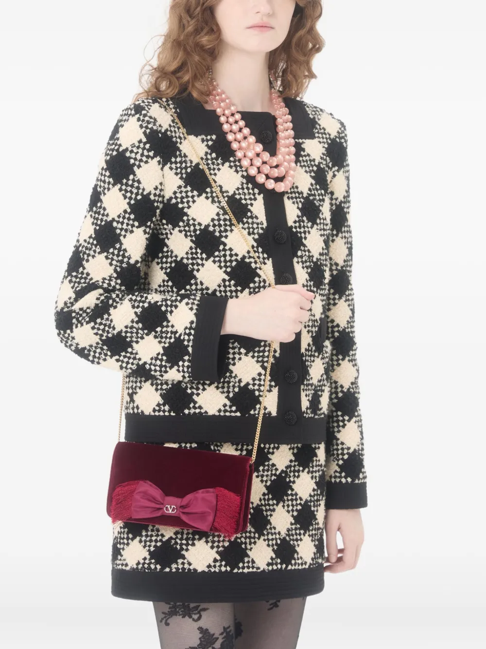 Valentino Garavani VLogo Signature fluwelen clutch met strik - Rood