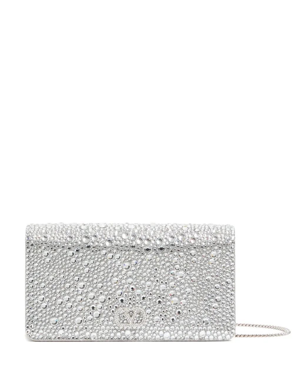 Valentino Garavani Clutch VLogo Signature con ricamo - Argento