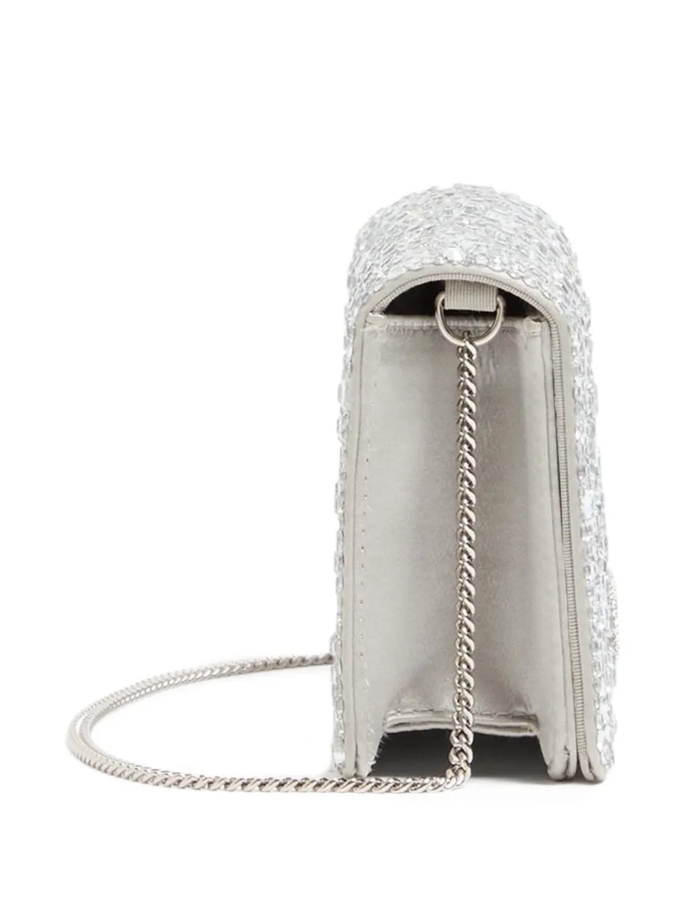 Valentino Vlogo Signature Sparkling-embroidery Clutch Bag In Silver