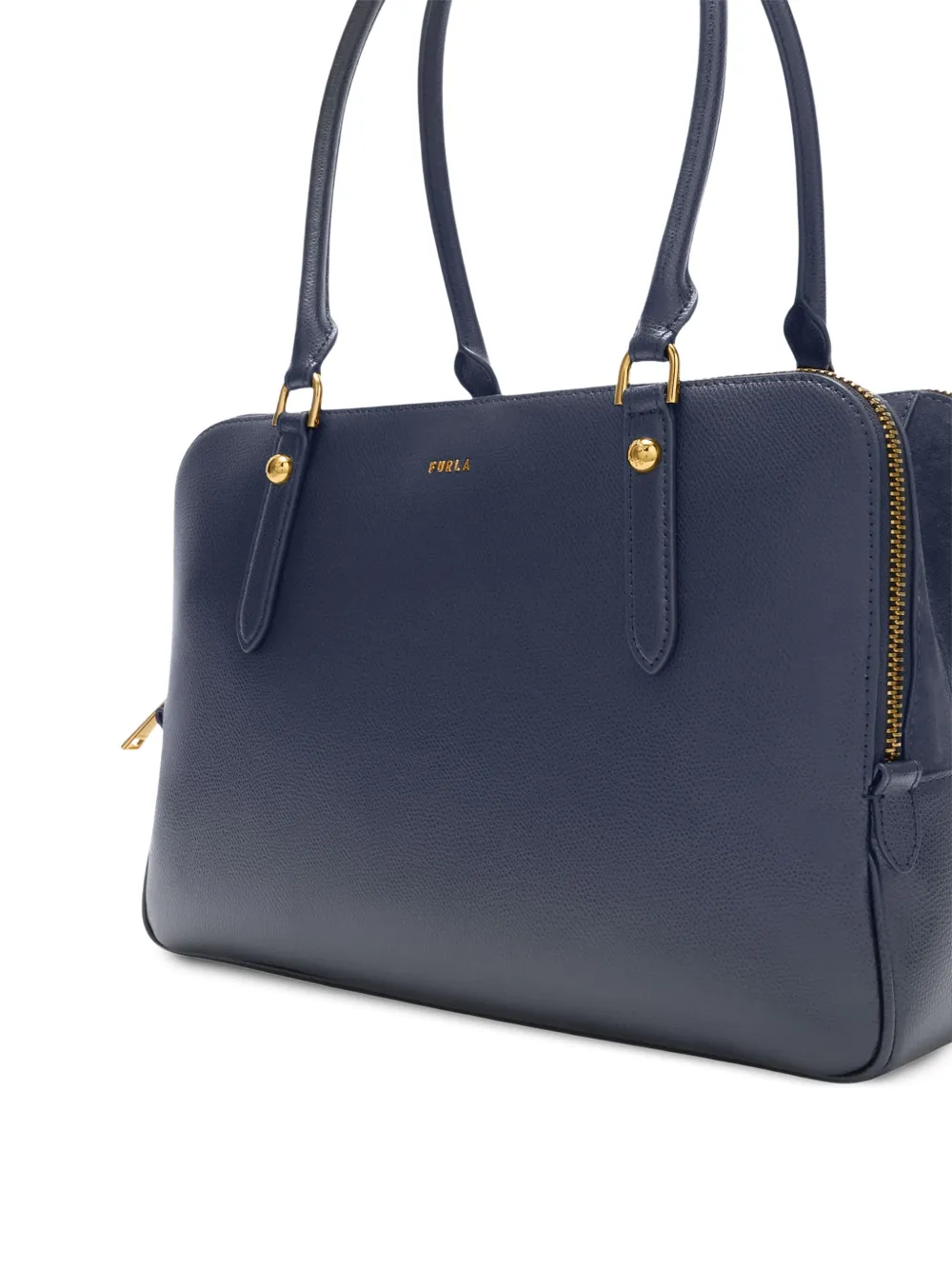 Furla Grote Boston leren shopper met rits Blauw