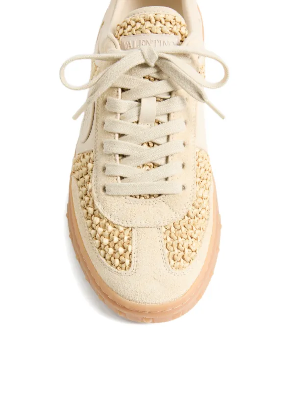8336. VALENTINO GARAVANI ハラコ フラットシューズ Valentino Garavani Upvillage Sneakers In Woven Raffia Fabric