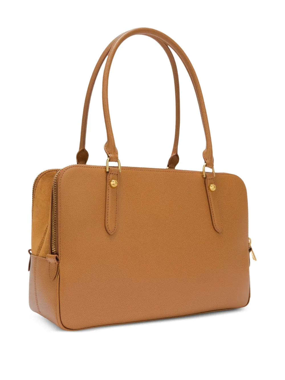 Furla Grote leren shopper met textuur - Bruin