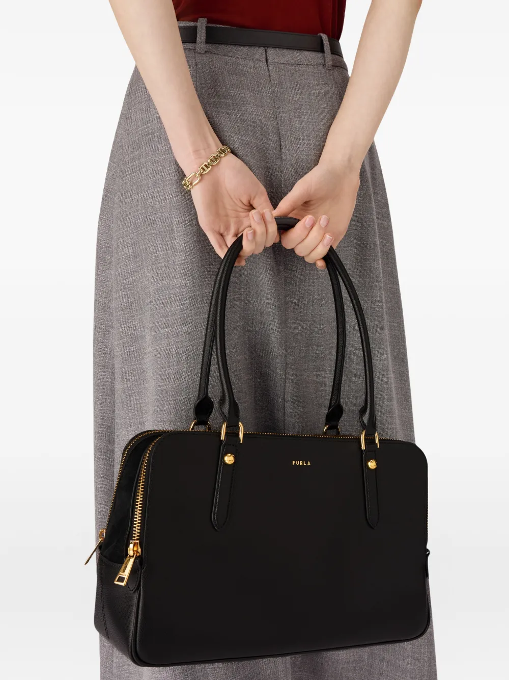 Furla Giulia grote shopper met textuur Zwart