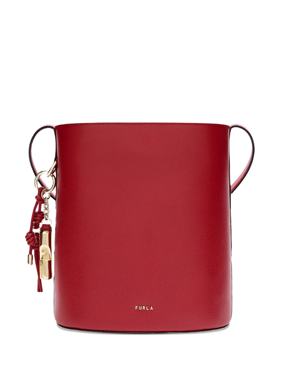 Furla Roxie Charm Printed Leather Bucket Bag In Red