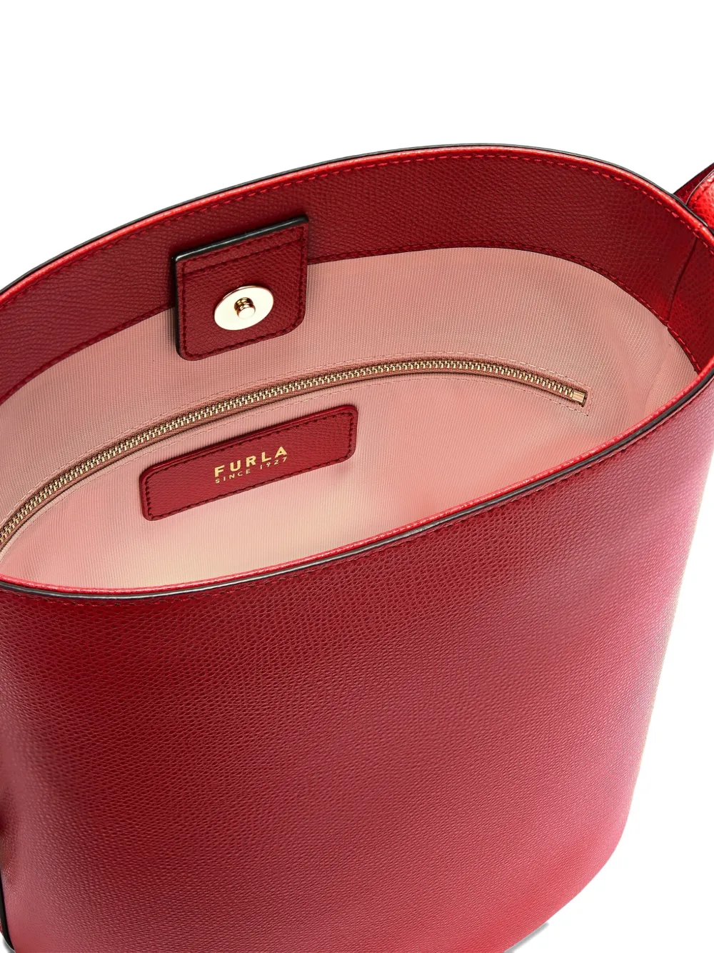 Furla Roxie Charm Printed Leather Bucket Bag In Red