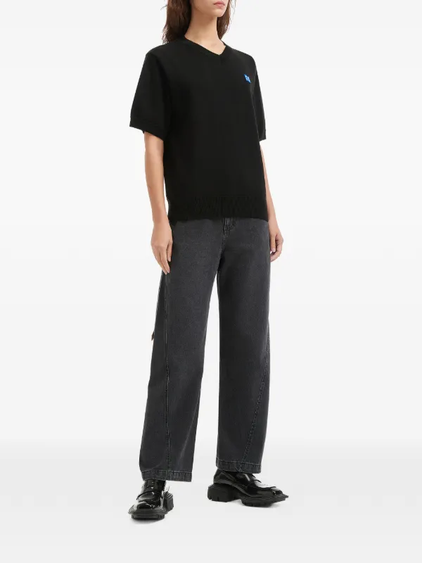 Ader Error ロゴパッチ Vネック Tシャツ | ブラック | FARFETCH JP