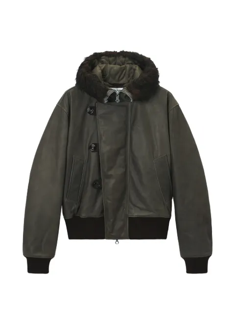 OUR LEGACY button hooded leather jacket