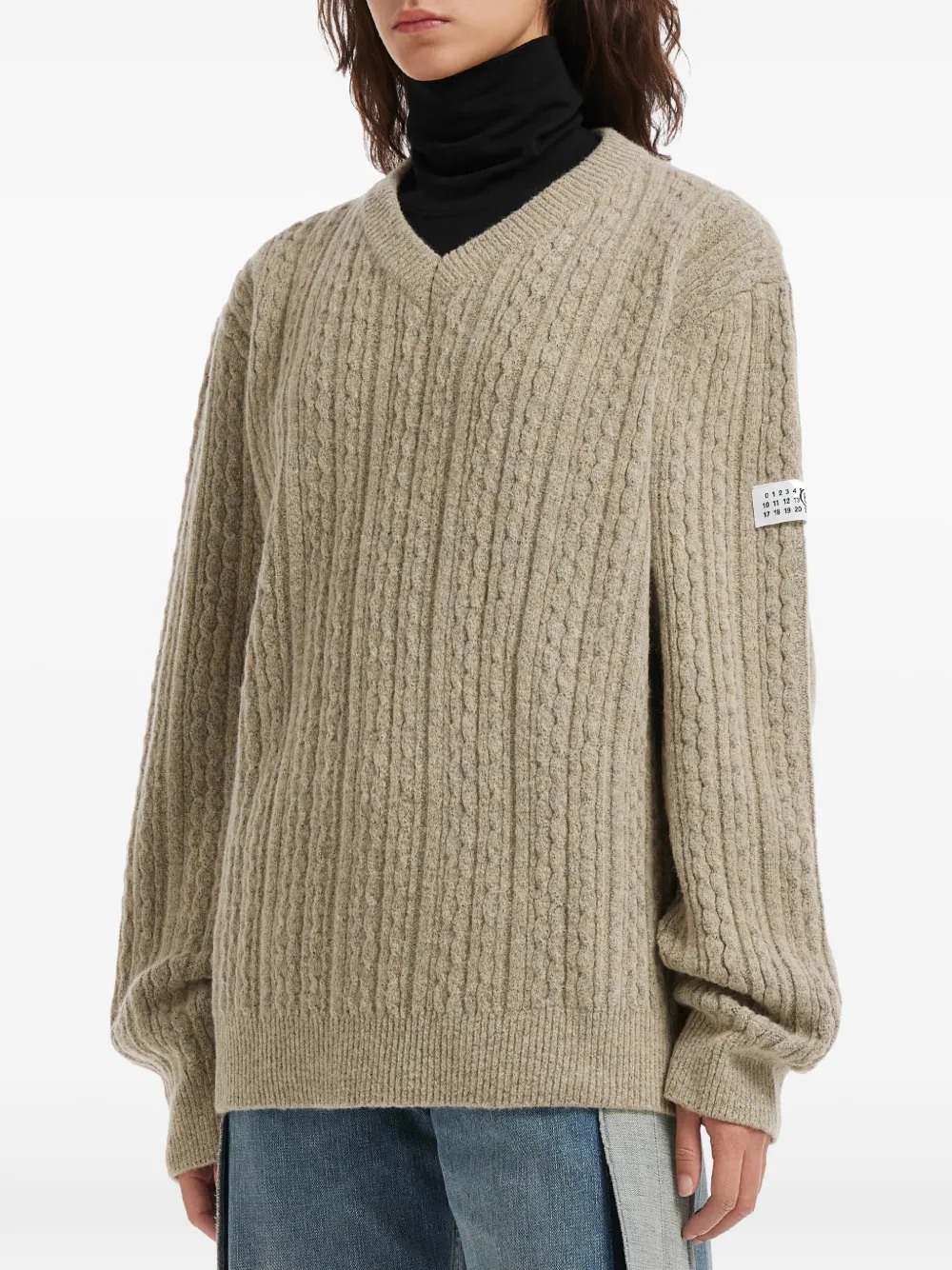 V-Neck Cable-Knit Sweater