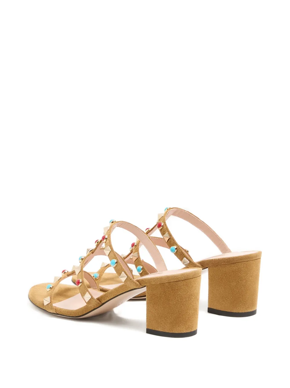 Valentino Garavani Rockstud leren sandalen verfraaid met cabochon Bruin