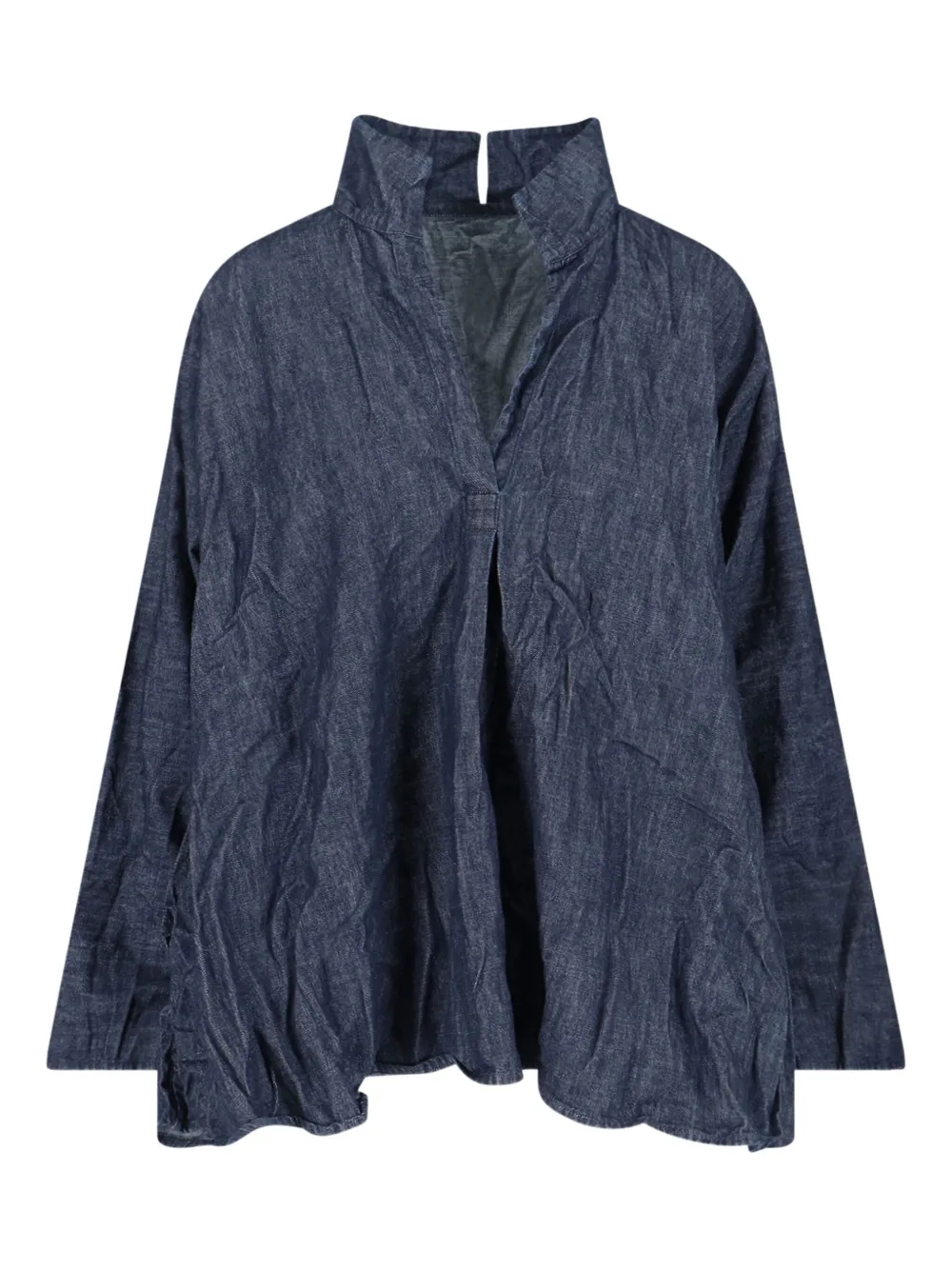 Daniela Gregis High Neck Long Sleeve Top For Casual Wear In Blue