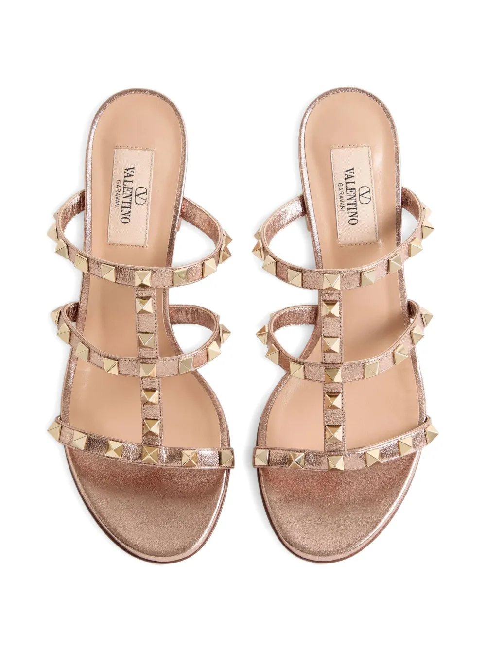 Valentino Garavani 60 mm Rockstud gelamineerde sandalen Roze