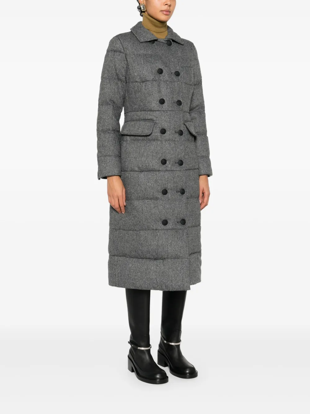 Peuterey Single-breasted Padded Coat In Gray