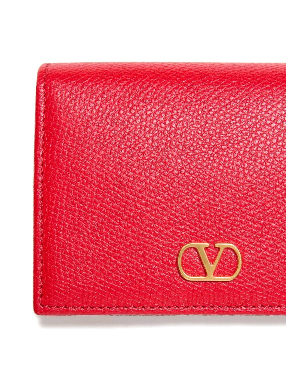 Valentino Grained Vlogo-signature Wallet In Red