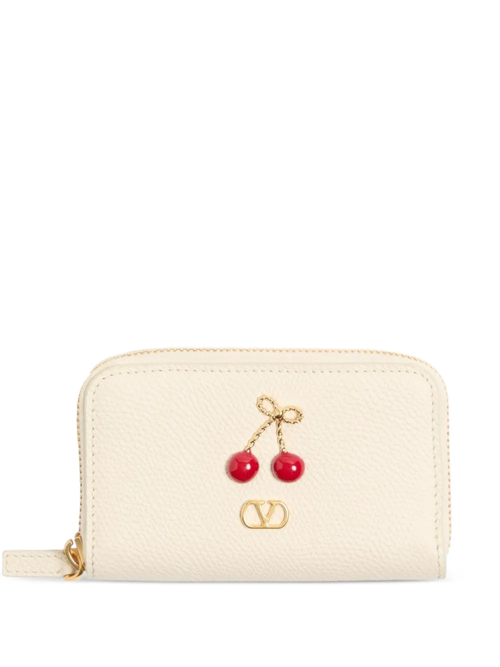 Valentino Garavani Portafoglio Cherryfic con zip - Toni neutri