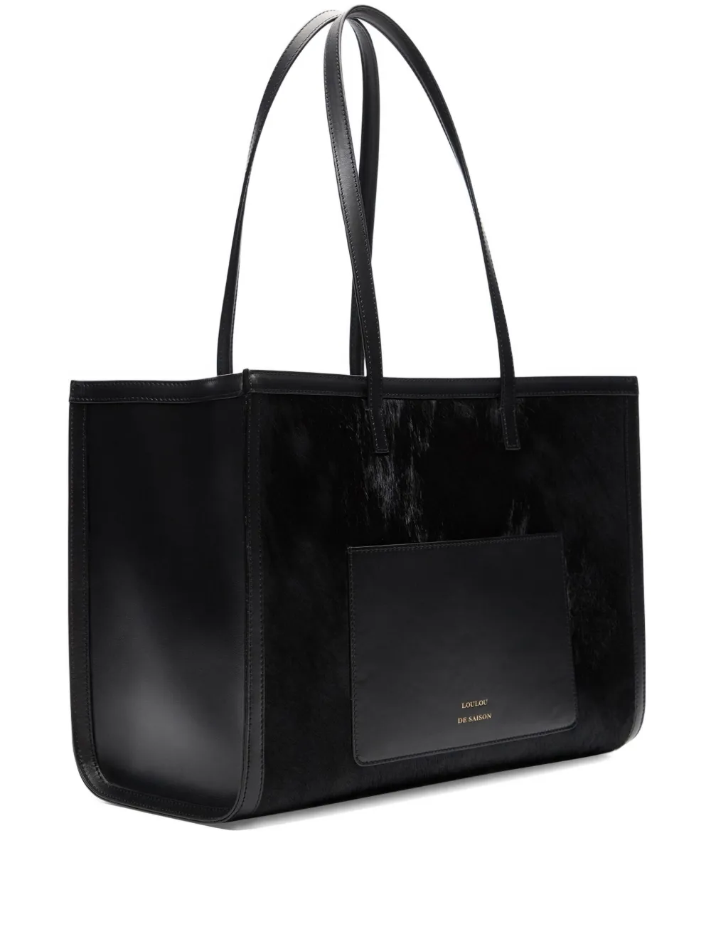 Loulou De Saison Large Nikos Pony-effect Leather Tote Bag In Black