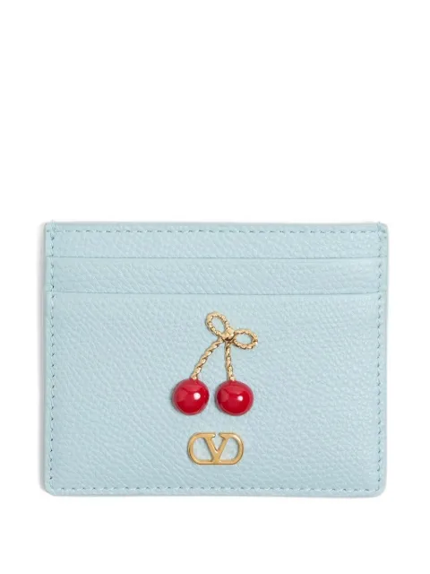 Valentino Garavani Cherryfic grained-leather card holder
