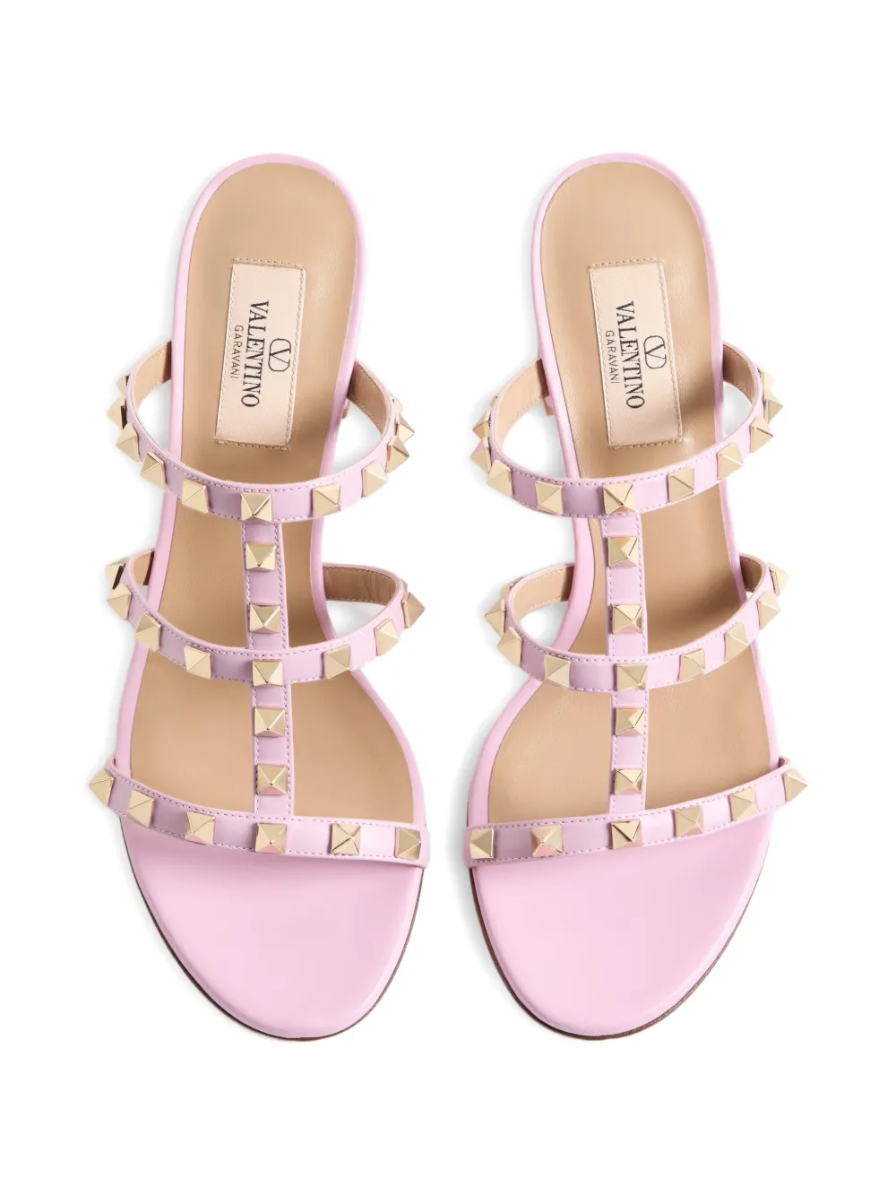 Valentino Garavani Rockstud leren sandalen met hak Roze