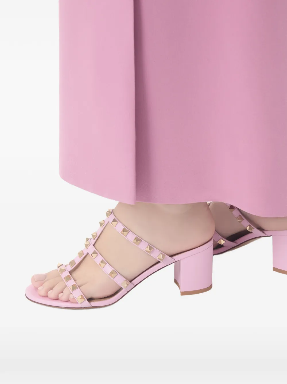 Rockstud calfskin-leather heeled sandals