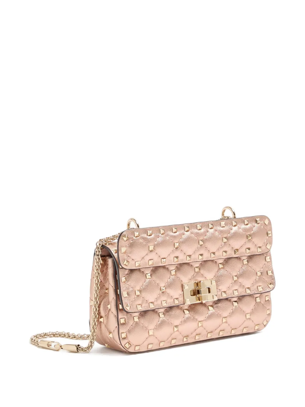 Valentino Small Rockstud Spike Quilted Cross Body Bag In Pink