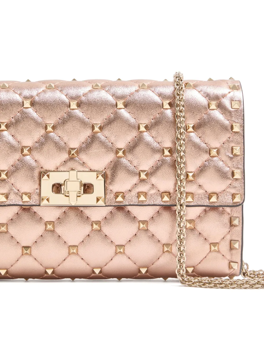 Valentino Garavani  Garavani Rockstud Spike Shoulder Bag In Laminated Nappa Leather Woman R In Pink