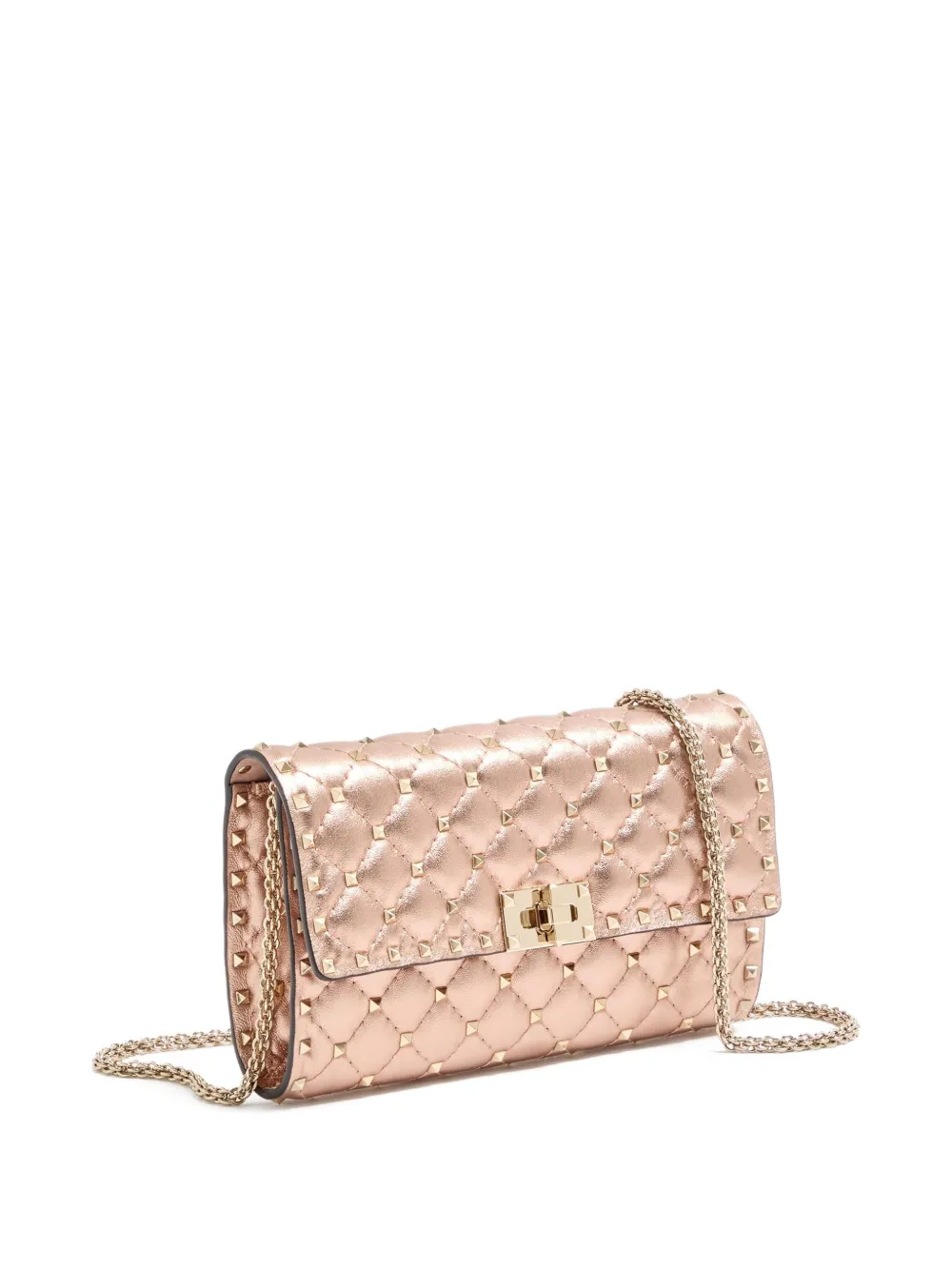 Valentino Garavani Garavani Rockstud Spike Shoulder Bag In Laminated Nappa Leather Woman R In Pink