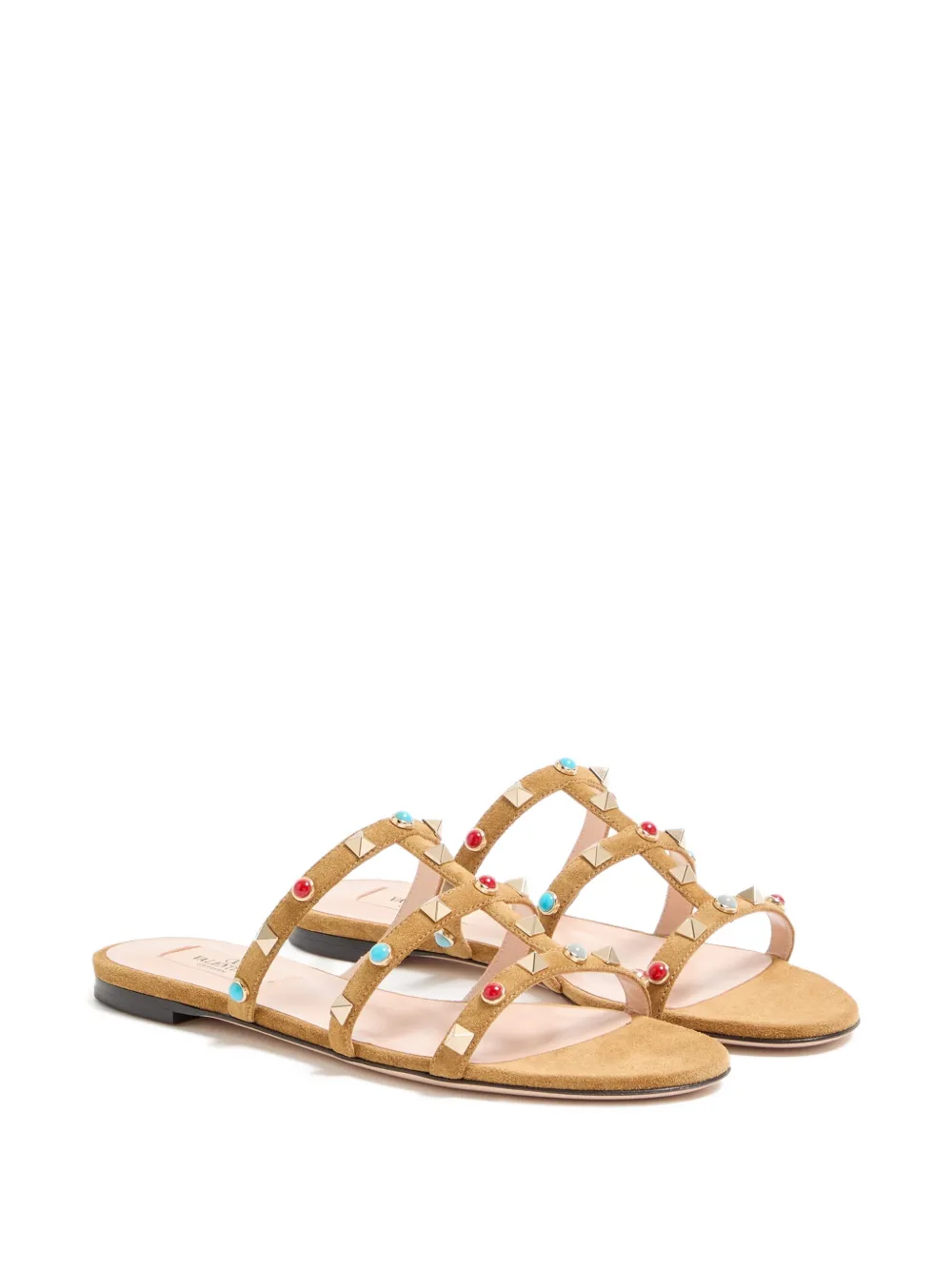 Valentino Garavani Rockstud suède sandalen Bruin