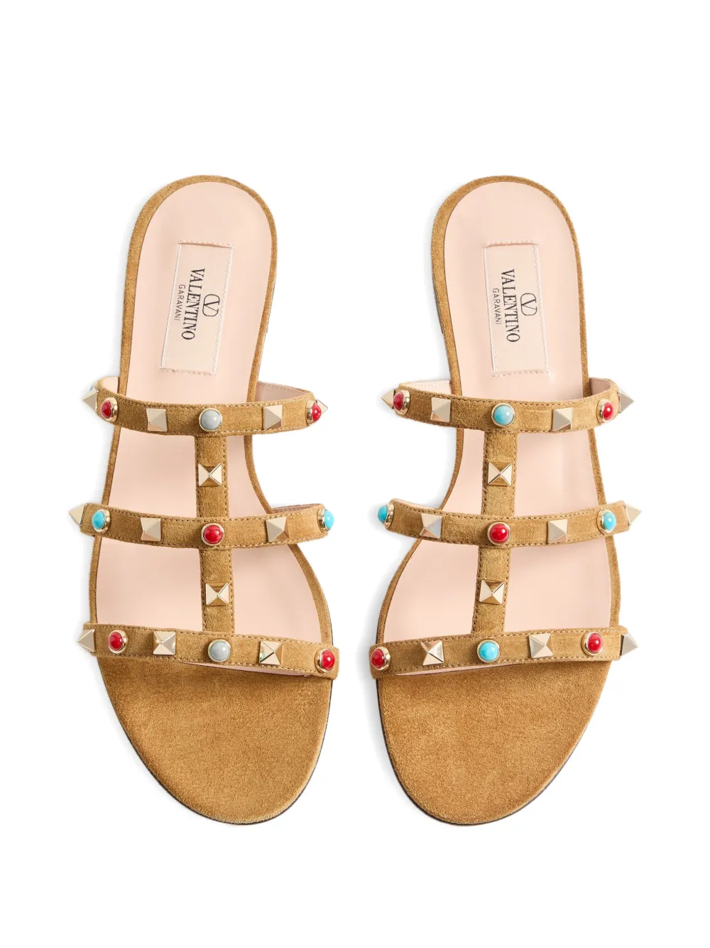 Valentino Garavani Rockstud suède sandalen Bruin