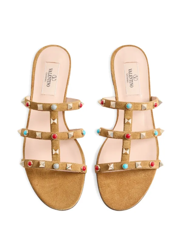 Valentino Garavani ロックスタッズ サンダル | ブラウン | FARFETCH JP