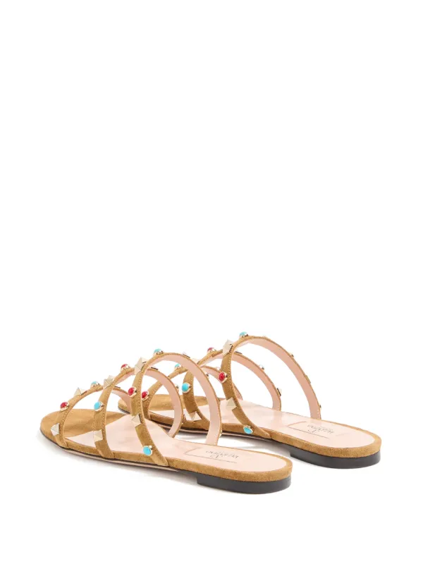 Valentino Garavani ロックスタッズ サンダル | ブラウン | FARFETCH JP