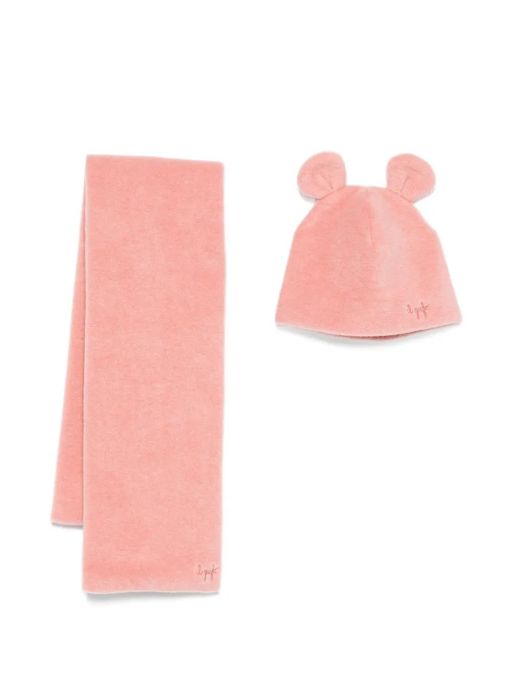 Il Gufo fleece beanie hat set | Pink | Image 1