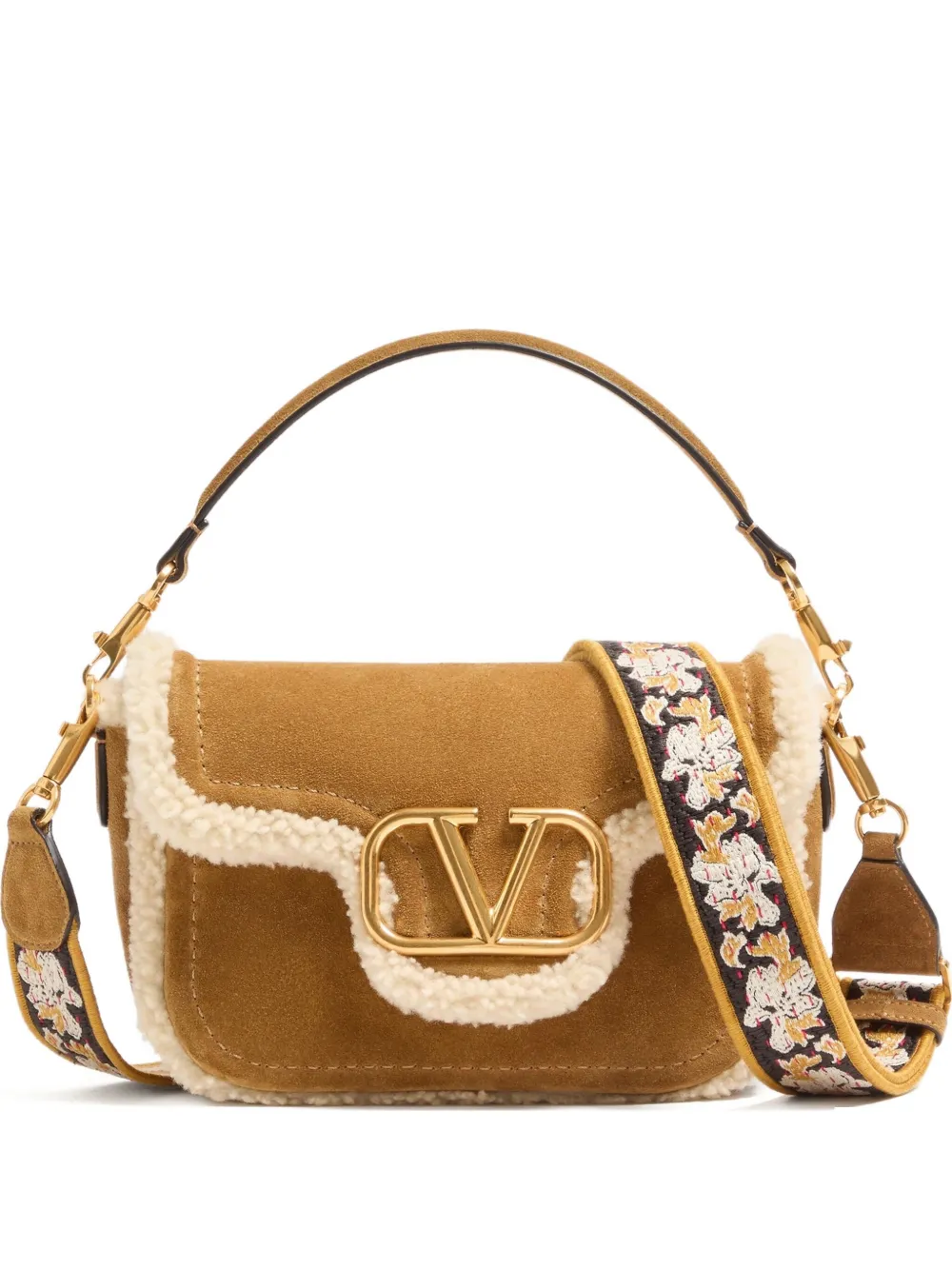 Valentino Garavani Alltime Vlogo suede tote bag - Brown