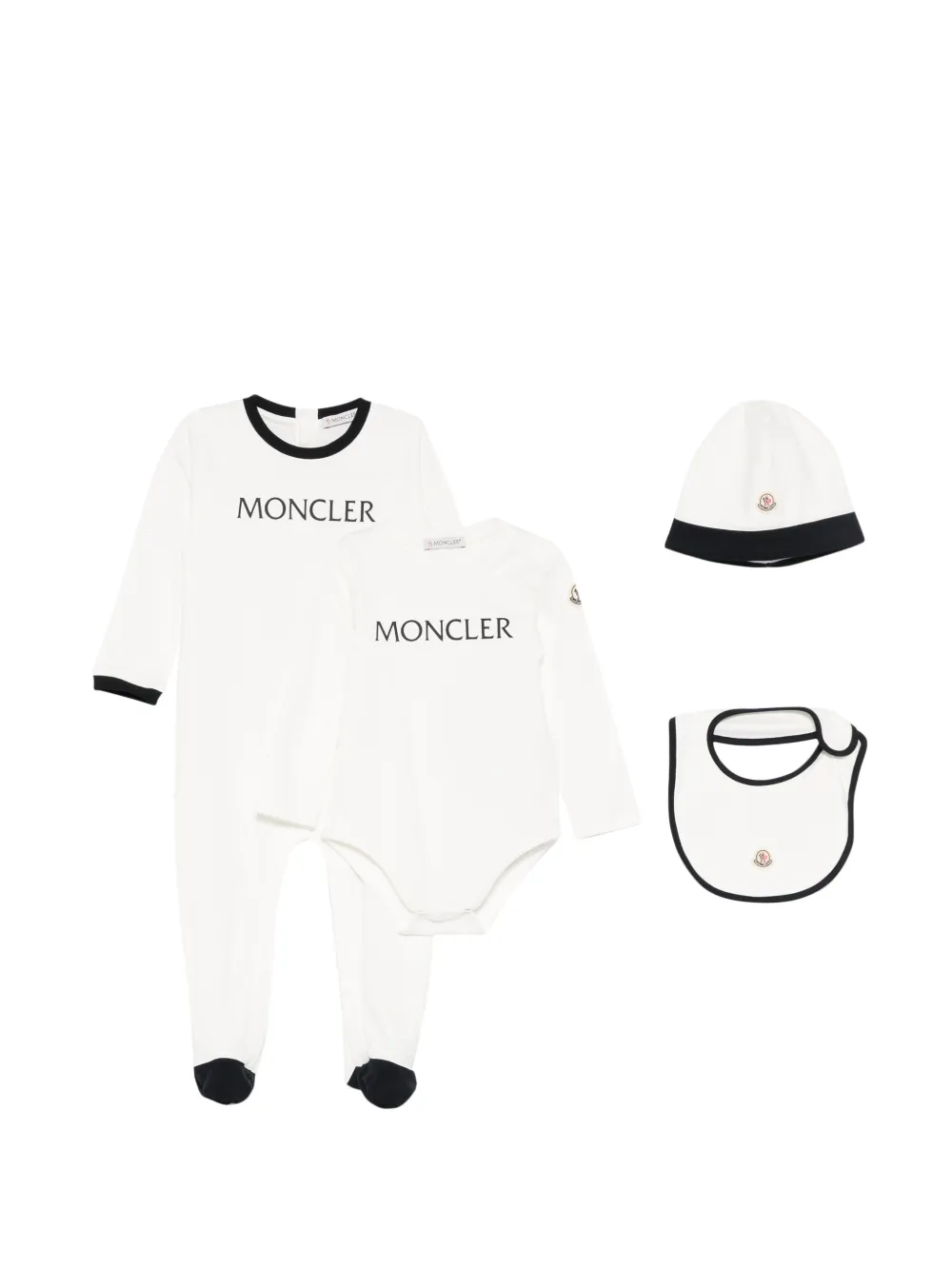 Moncler Enfant Vierdelig romperset met logoprint Wit